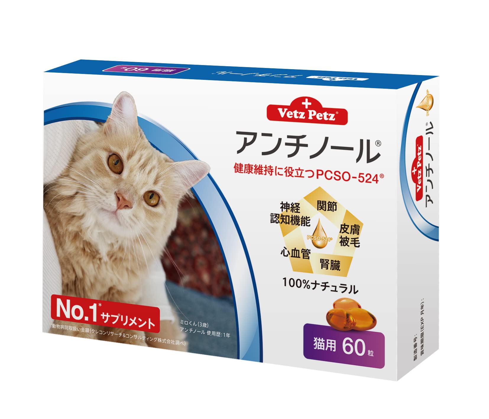アンチノール 猫用 60粒 2箱〈おまけ付き〉