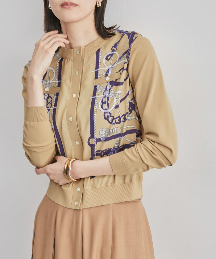 antiqua⭐スカーフ柄カーディガン完売品