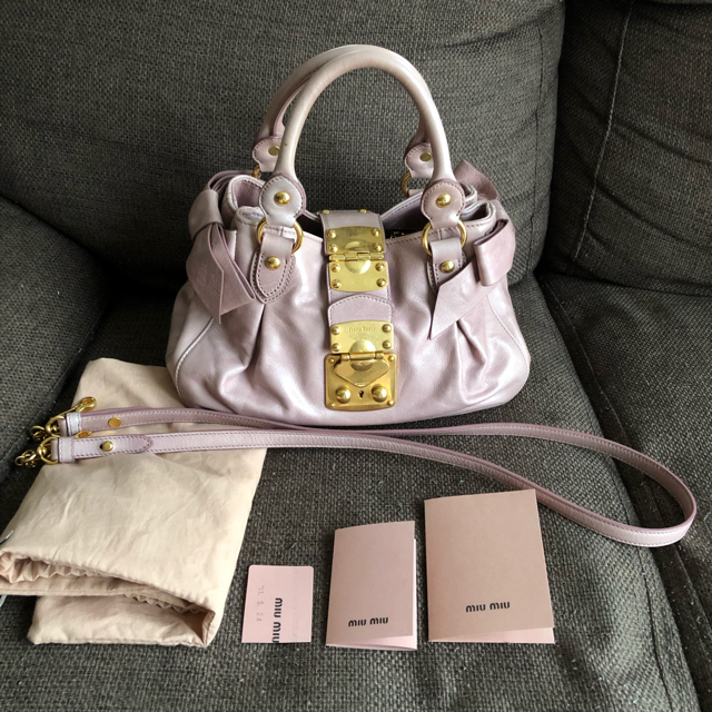 miumiu サイドリボン ハンドバッグ ピンク