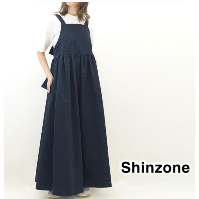 shinzone エプロンドレス サッカーストライプ ワンピース シンゾーン