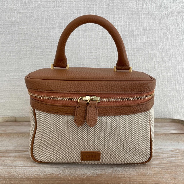 chiiiibag   レザーキャンバスVanity  camel×beige