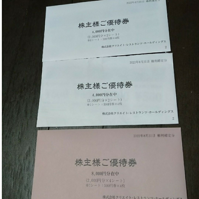 ●10,000円分●ラクマパック●クリエイト・レストランツ株主優待