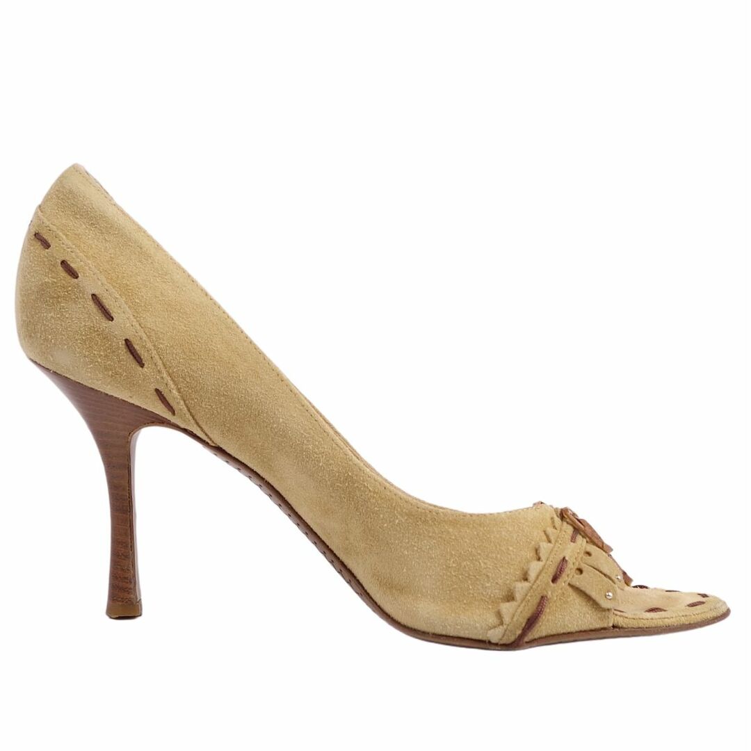 クリスチャンディオール Christian Dior パンプス ヒール オープントゥ スウェードレザー シューズ レディース 37.5(24.5cm相当) ブラウン