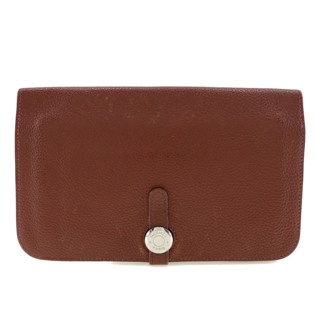 【HERMES】エルメス ドゴンGM トリヨンクレマンス ボルドー シルバー金具 □D レディース 長財布
