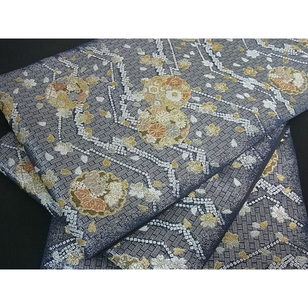 平和屋2■六通柄袋帯　唐織　雪輪花文　金銀糸　逸品　kh730
