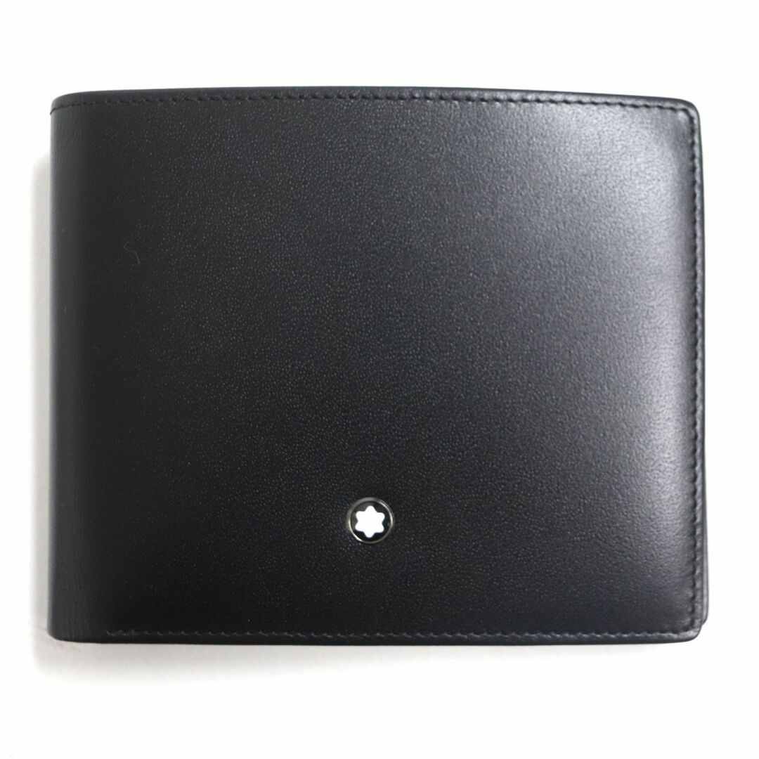 未使用品▼MONTBLANC モンブラン 16354 マイスターシュテュック ホワイトスター レザーウォレット/2つ折り財布/札入れ 黒 メンズ 箱・袋付