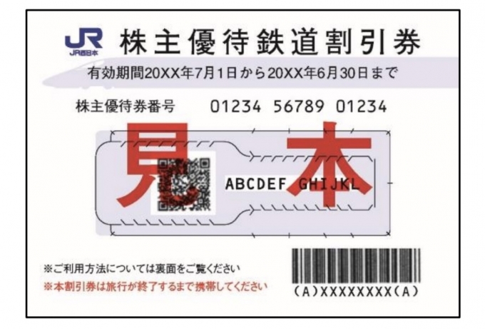 JR西日本　株主優待割引券(2枚)+株主サービス券