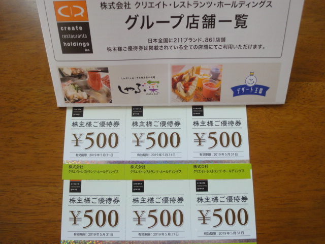 クリエイトレストランツ株主優待【10000円分】